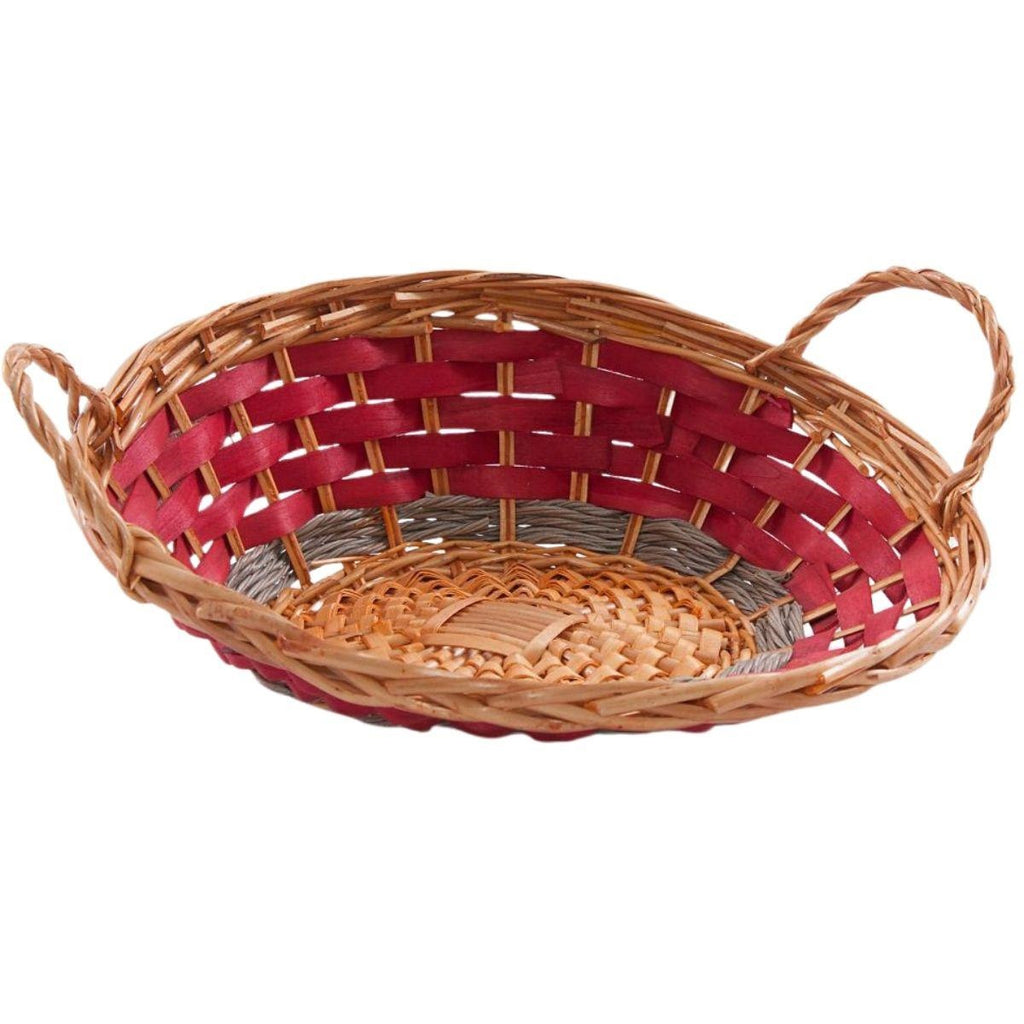 Cesto vaglio in vimini rosso e grigio, Ø36H15 cm (kit da 5)