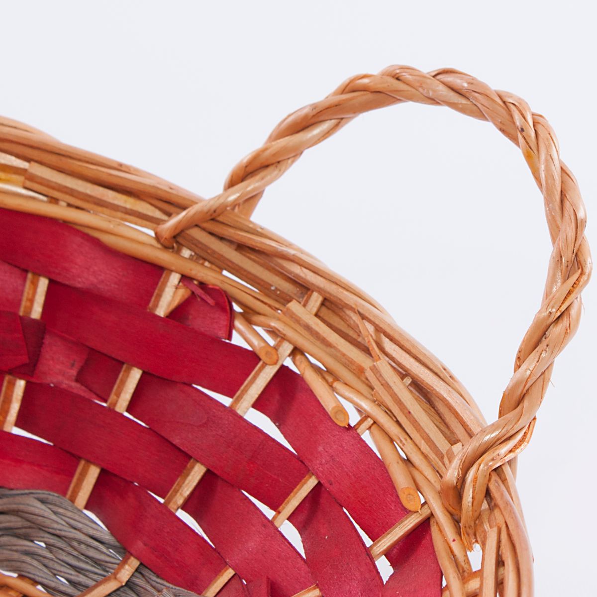 Cesto vaglio in vimini rosso e grigio, Ø36H15 cm (kit da 5)