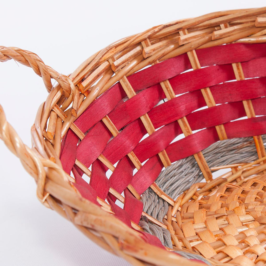 Cesto vaglio in vimini rosso e grigio, Ø36H15 cm (kit da 5)