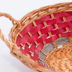 Cesto vaglio in vimini rosso e grigio, Ø36H15 cm (kit da 5)