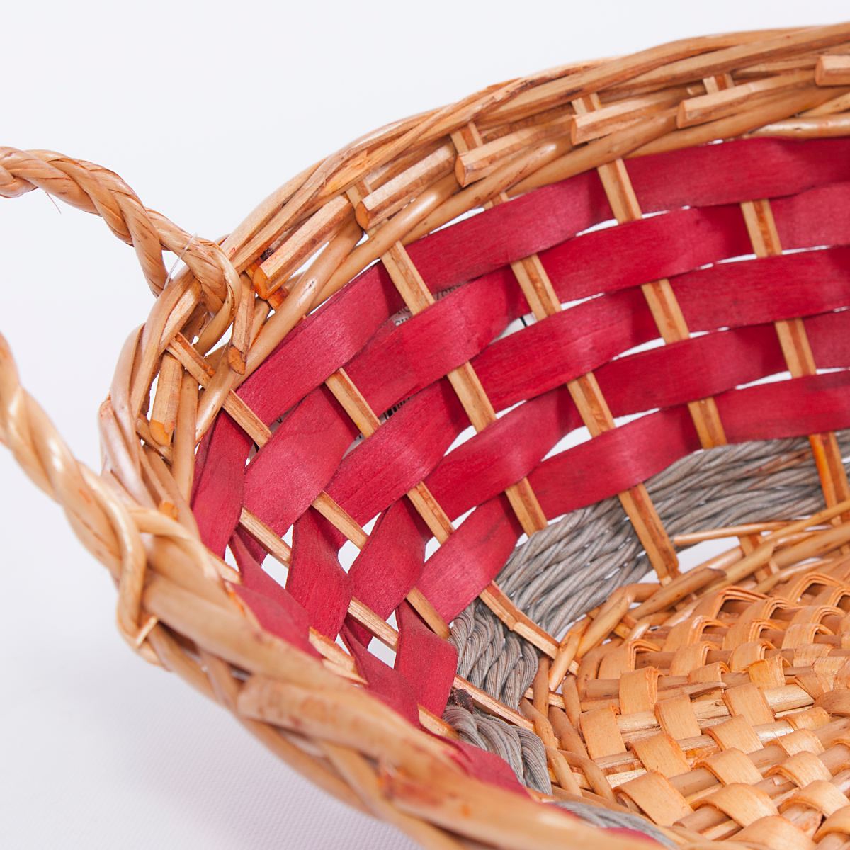 Cesto vaglio in vimini rosso e grigio, Ø36H15 cm (kit da 5)