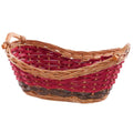 Cesto svasato in vimini con manici in legno, 48x31H17 cm (kit da 5)