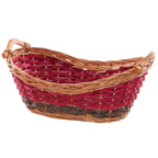 Cesto svasato in vimini con manici in legno, 48x31H17 cm (kit da 5)