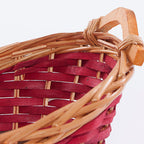 Cesto svasato in vimini con manici in legno, 48x31H17 cm (kit da 5)