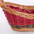 Cesto svasato in vimini con manici in legno, 48x31H17 cm (kit da 5)