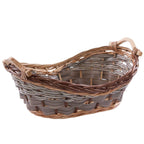 Cesto svasato in vimini con manici in legno, 48x31x17 cm (kit da 5)