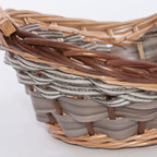 Cesto svasato in vimini con manici in legno, 48x31x17 cm (kit da 5)