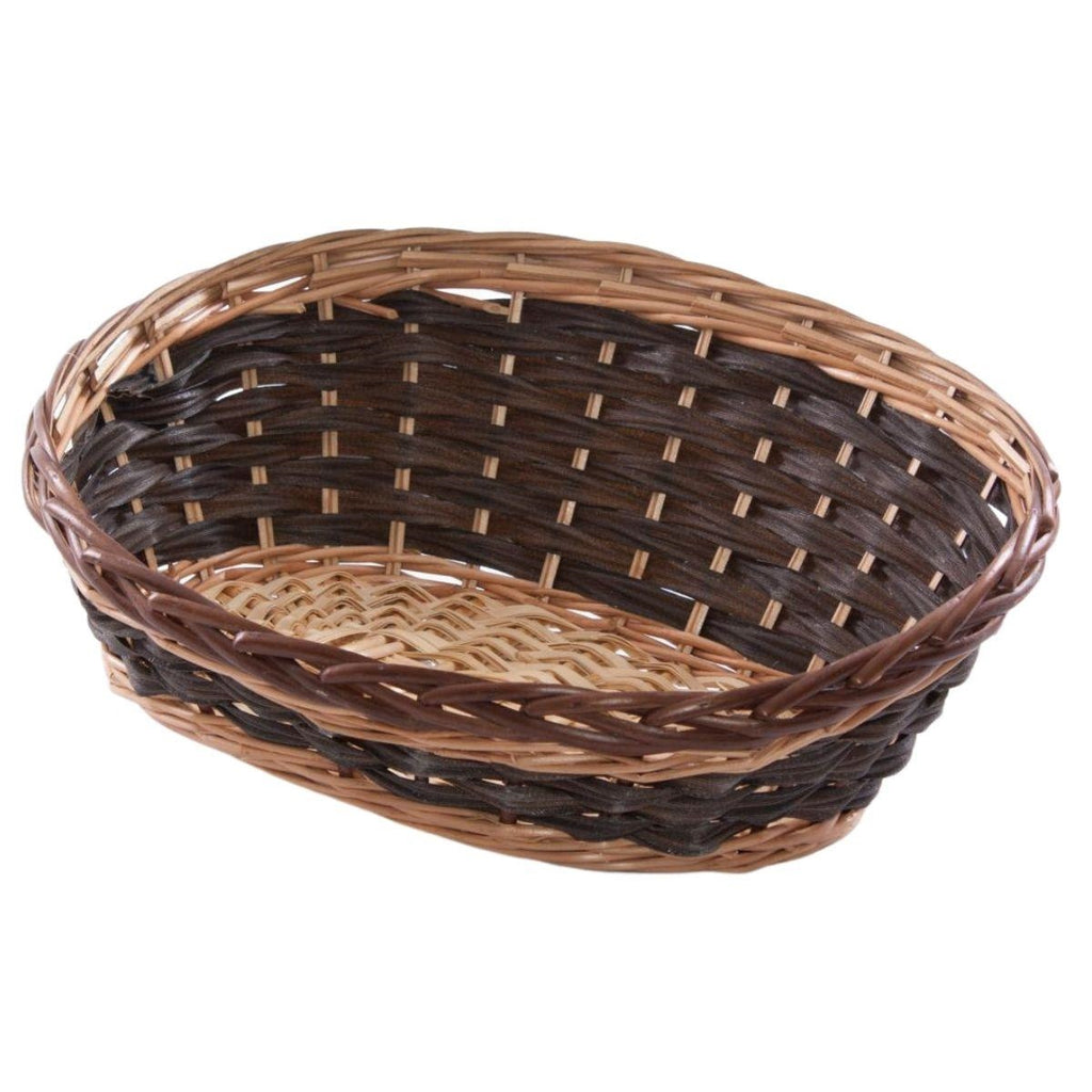 Cesto ovale in vimini con frontale ribassato, 45x35H10-19 cm (kit da 5)