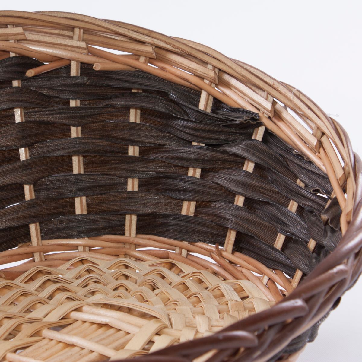 Cesto ovale in vimini con frontale ribassato, 45x35H10-19 cm (kit da 5)
