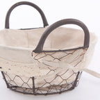 Cesto a rete in metallo con fodera in cotone, Ø23H11 cm (kit da 5)