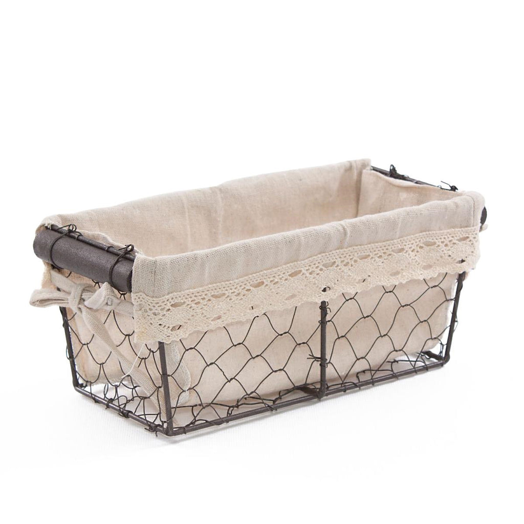 Cesto a rete in metallo con fodera, 25x12H11 cm (kit da 5)
