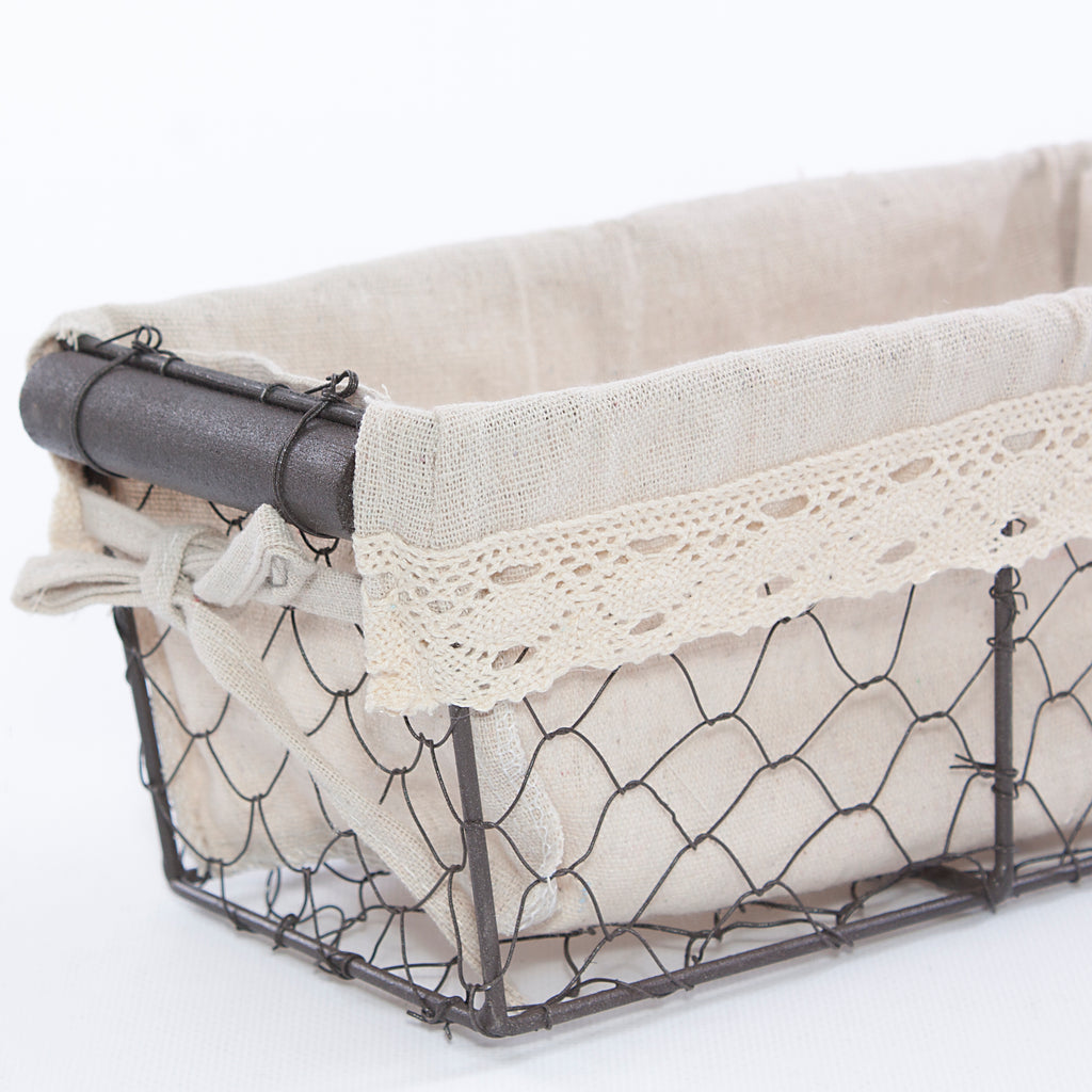Cesto a rete in metallo con fodera, 25x12H11 cm (kit da 5)