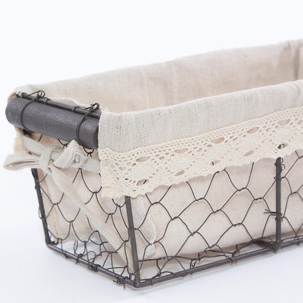 Cesto a rete in metallo con fodera, 25x12H11 cm (kit da 5)