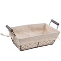 Cesto rettangolare a rete in metallo con fodera, 28x18x10 cm (kit da 5)