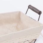 Cesto rettangolare a rete in metallo con fodera, 28x18x10 cm (kit da 5)
