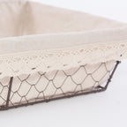 Cesto a rete in metallo con fodera in cotone, 39x29H10 cm (kit da 3)