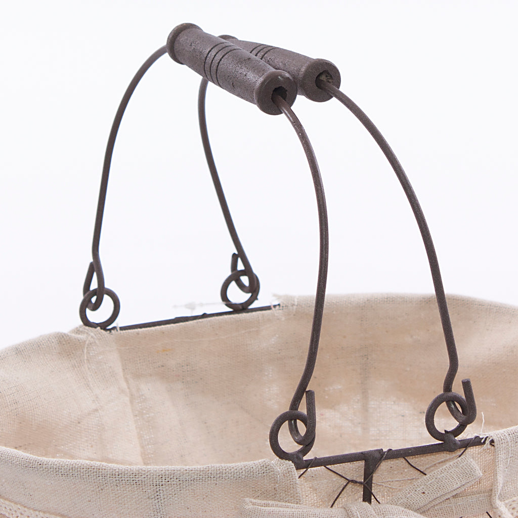 Cesto ovale a rete in metallo con fodera, 27x18H12 cm (kit da 3)