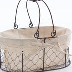 Cesto ovale a rete in metallo con fodera, 27x18H12 cm (kit da 3)