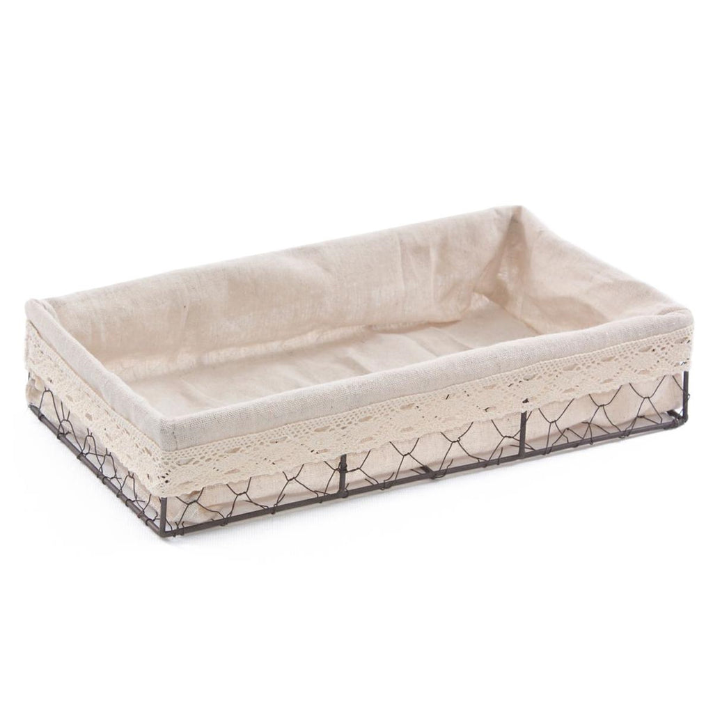 Cesto a rete in metallo con fodera, 35x20H7 cm (kit da 5)