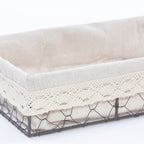Cesto a rete in metallo con fodera, 35x20H7 cm (kit da 5)