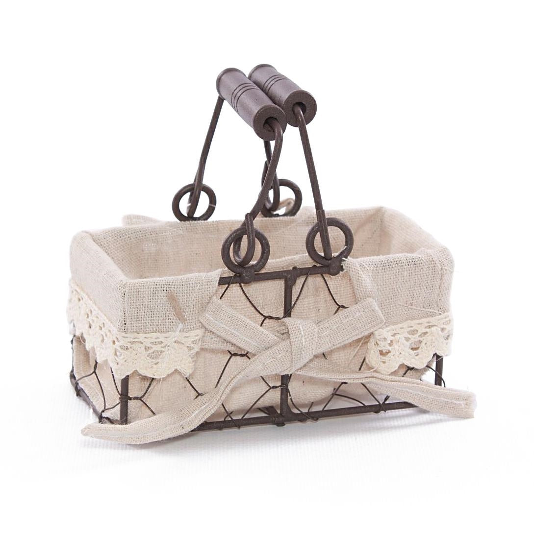Cesto a rete in metallo con fodera, 13x7x6 cm (kit da 5)