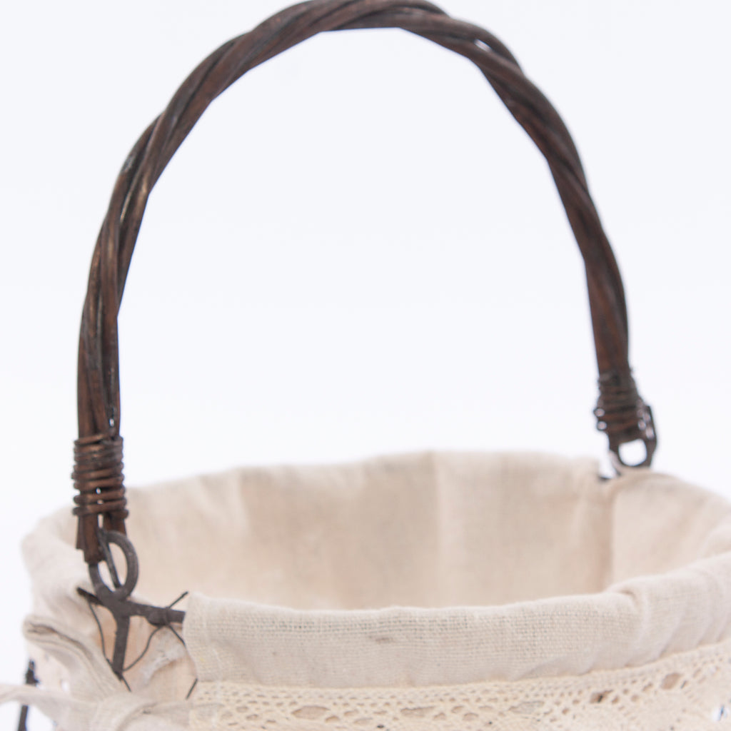 Cesto a rete in metallo con fodera, Ø20H18 cm (kit da 3)
