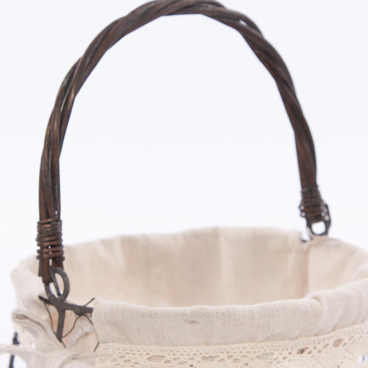 Cesto a rete in metallo con fodera, Ø20H18 cm (kit da 3)