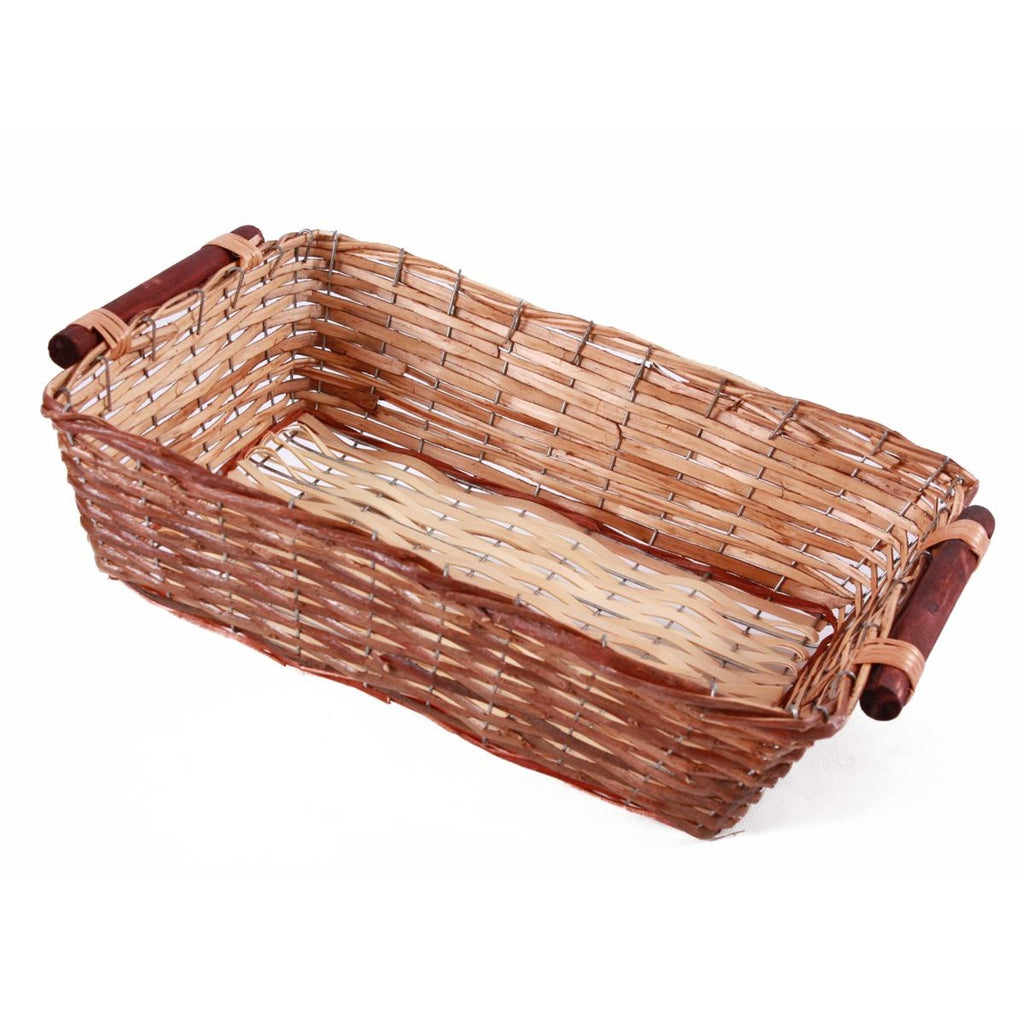 Cesto rettangolare in vimini marrone con manici, 49/45x34H12 cm (kit da 5)