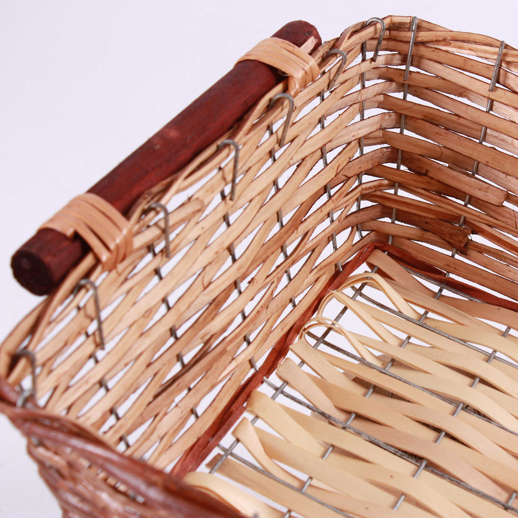 Cesto rettangolare in vimini marrone con manici, 49/45x34H12 cm (kit da 5)