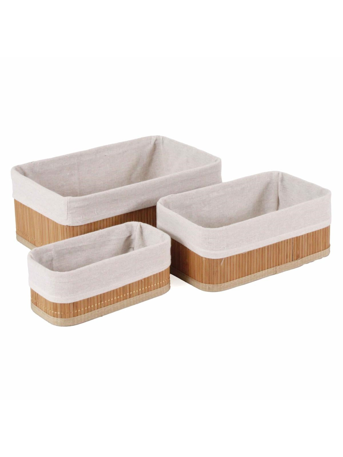 Vaschetta rattangolare in bambù in set di 3, 29X20H12 cm