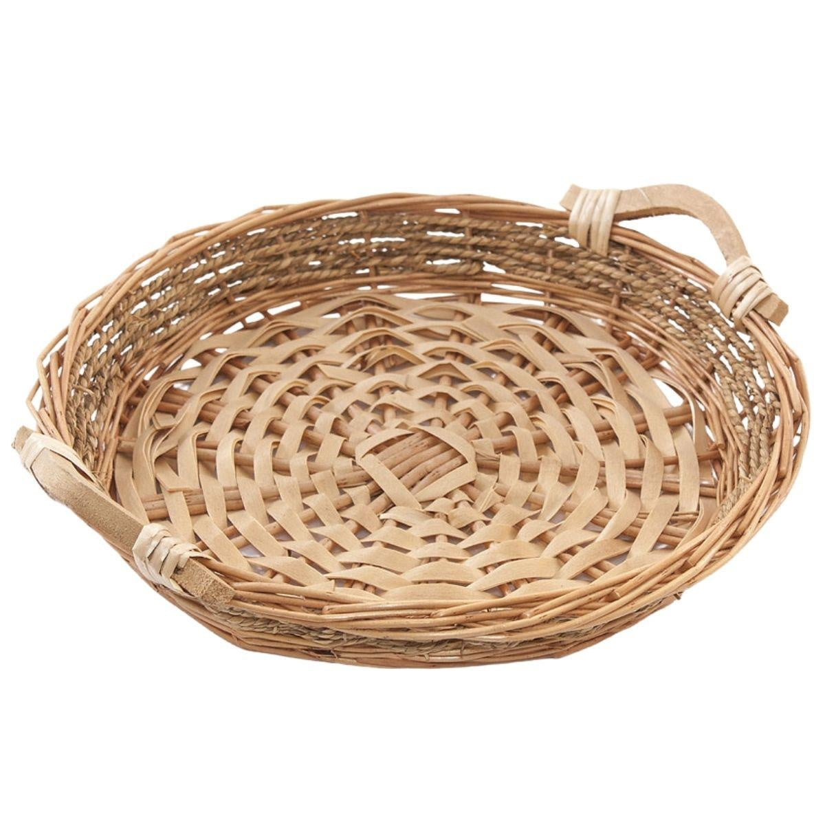 Piatto in vimini bianco con decorazione, Ø34H5 cm (kit da 10)