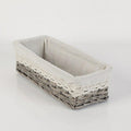 Cesto in vimini grigio foderato, 35x14H9 cm (kit da 5)