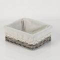 Cesto in vimini grigio foderato, 25x20H9 cm (kit da 5)