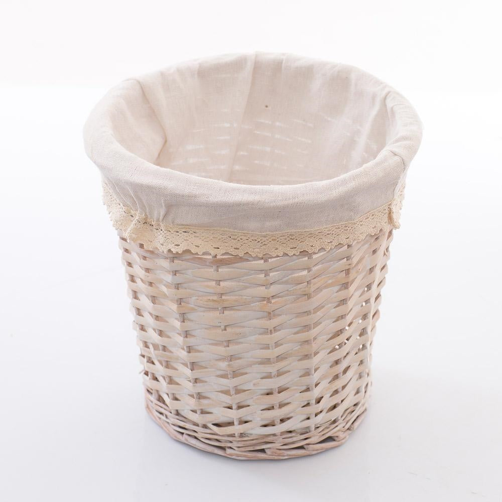 Gettacarta in vimini bianco foderato (kit da 3)