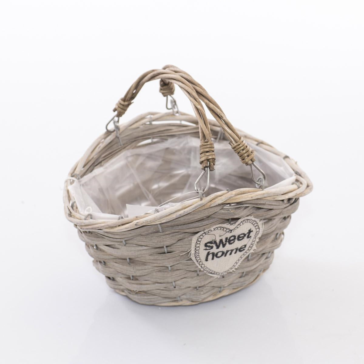 Cesto a sporta in vimini grigio (kit da 5)