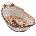 Cesto a barchetta in vimini bicolore con manici, 49x32H16 cm (kit da 3)