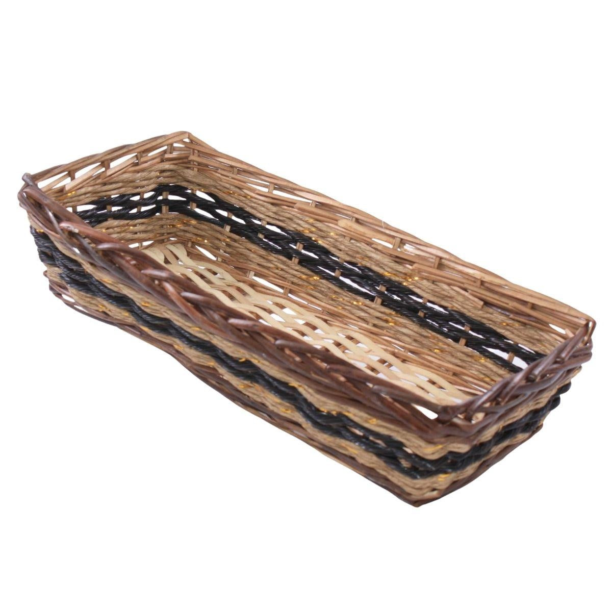Cesto rettangolare in vimini marrone, 46x21x11 cm (kit da 5)