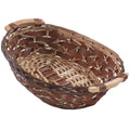 Cesto ovale in vimini marrone con manici, 45x36H13 cm (kit da 5)