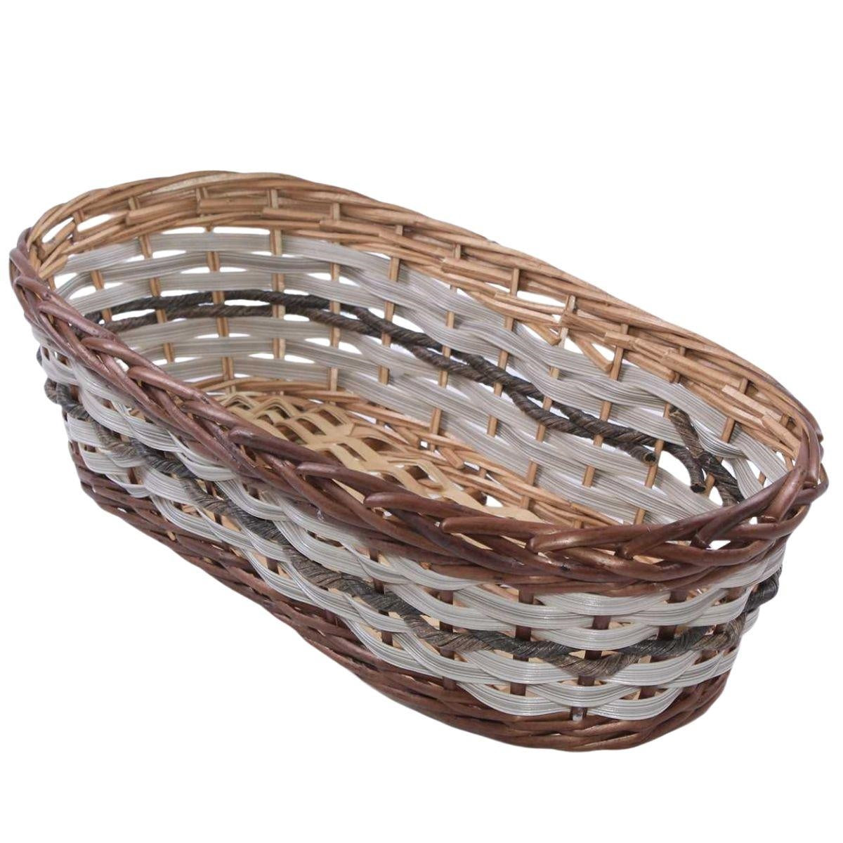 Cesto ovale in vimini marrone, 39x21H10 cm (kit da 5)