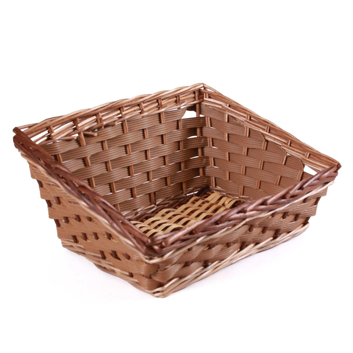 Cesto rettangolare in vimini marrone, 43x34H12/20 cm (kit da 3)