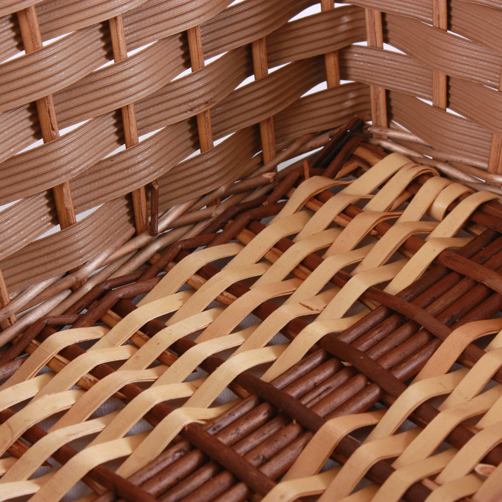 Cesto rettangolare in vimini marrone, 43x34H12/20 cm (kit da 3)
