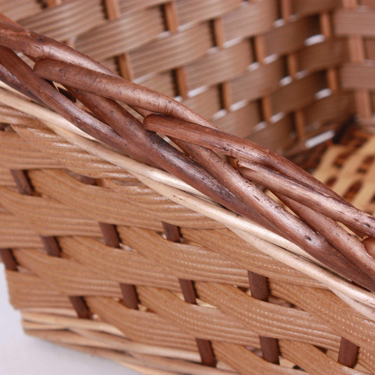 Cesto rettangolare in vimini marrone, 43x34H12/20 cm (kit da 3)