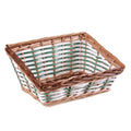 Cesto rettangolare in vimini verde, 37x28x11/18 cm (kit da 5)