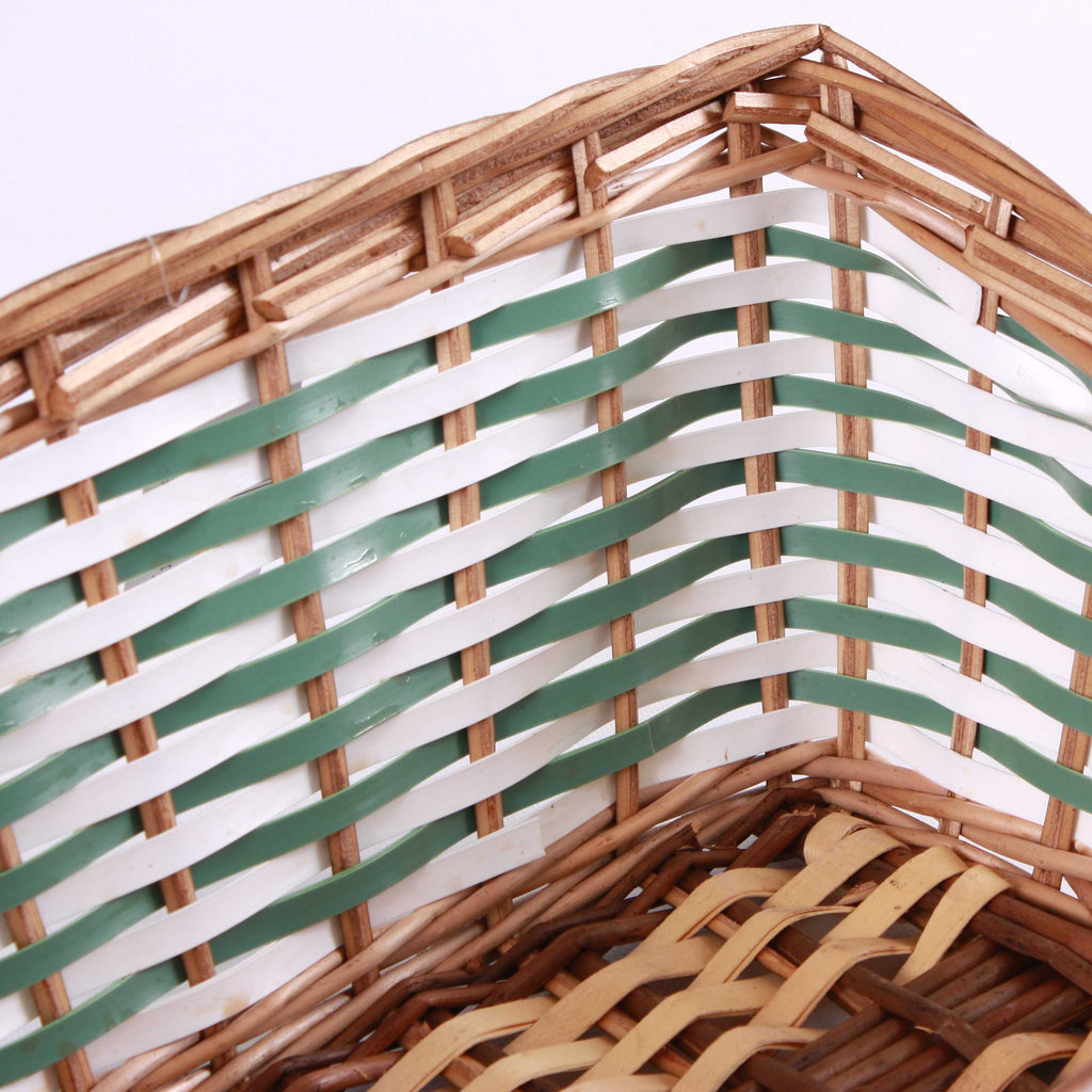 Cesto rettangolare in vimini verde, 37x28x11/18 cm (kit da 5)