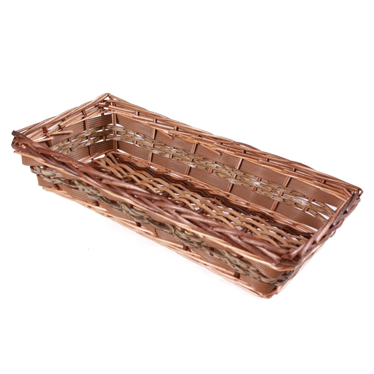 Cesto rettangolare in vimini marrone, 53x25H11 cm (kit da 5)