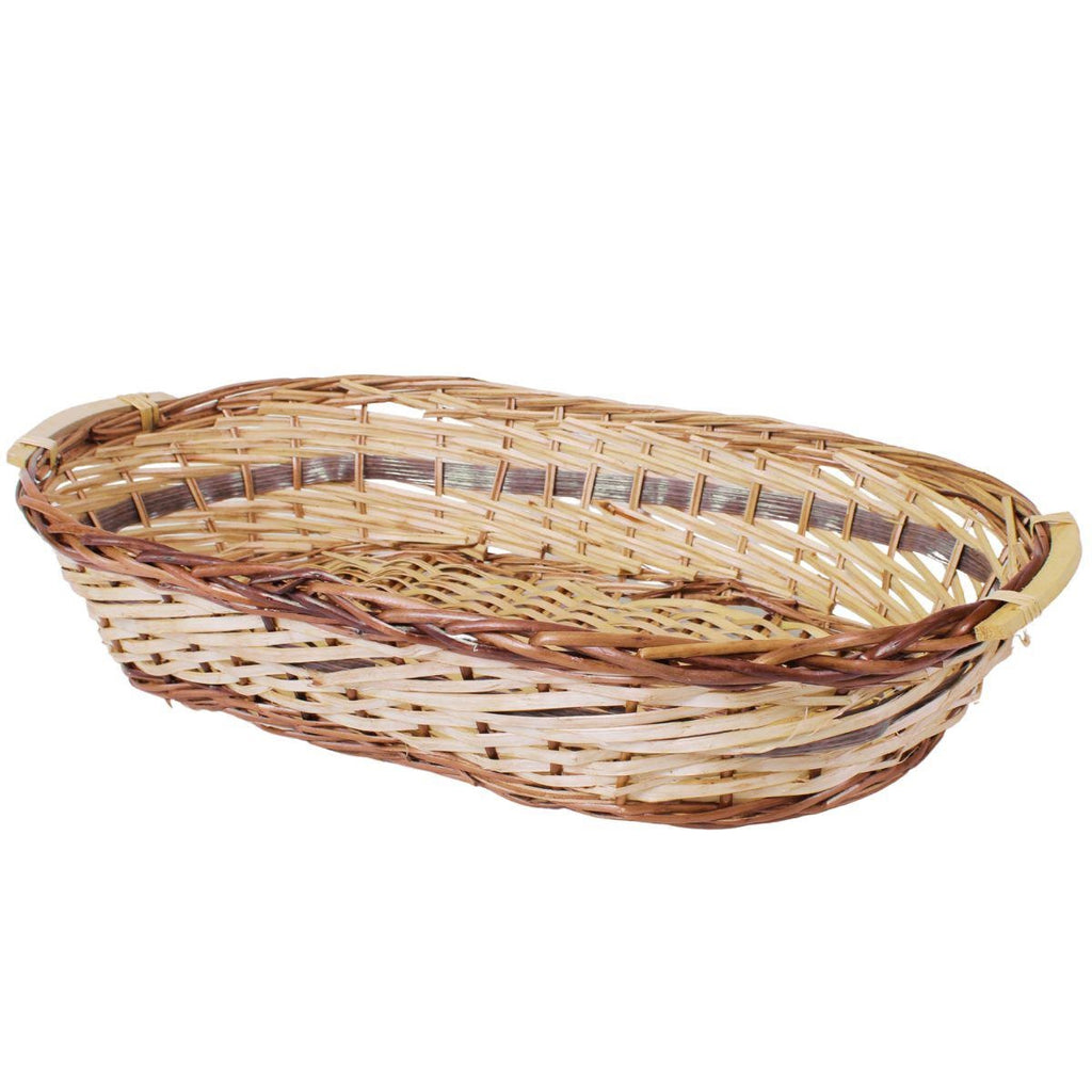 Cesto ovale in vimini e pioppo naturale e marrone, 72/68x44x13 cm (kit da 3)