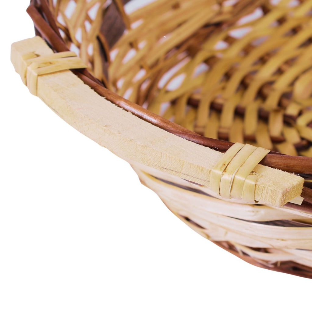 Cesto ovale in vimini e pioppo naturale e marrone, 72/68x44x13 cm (kit da 3)