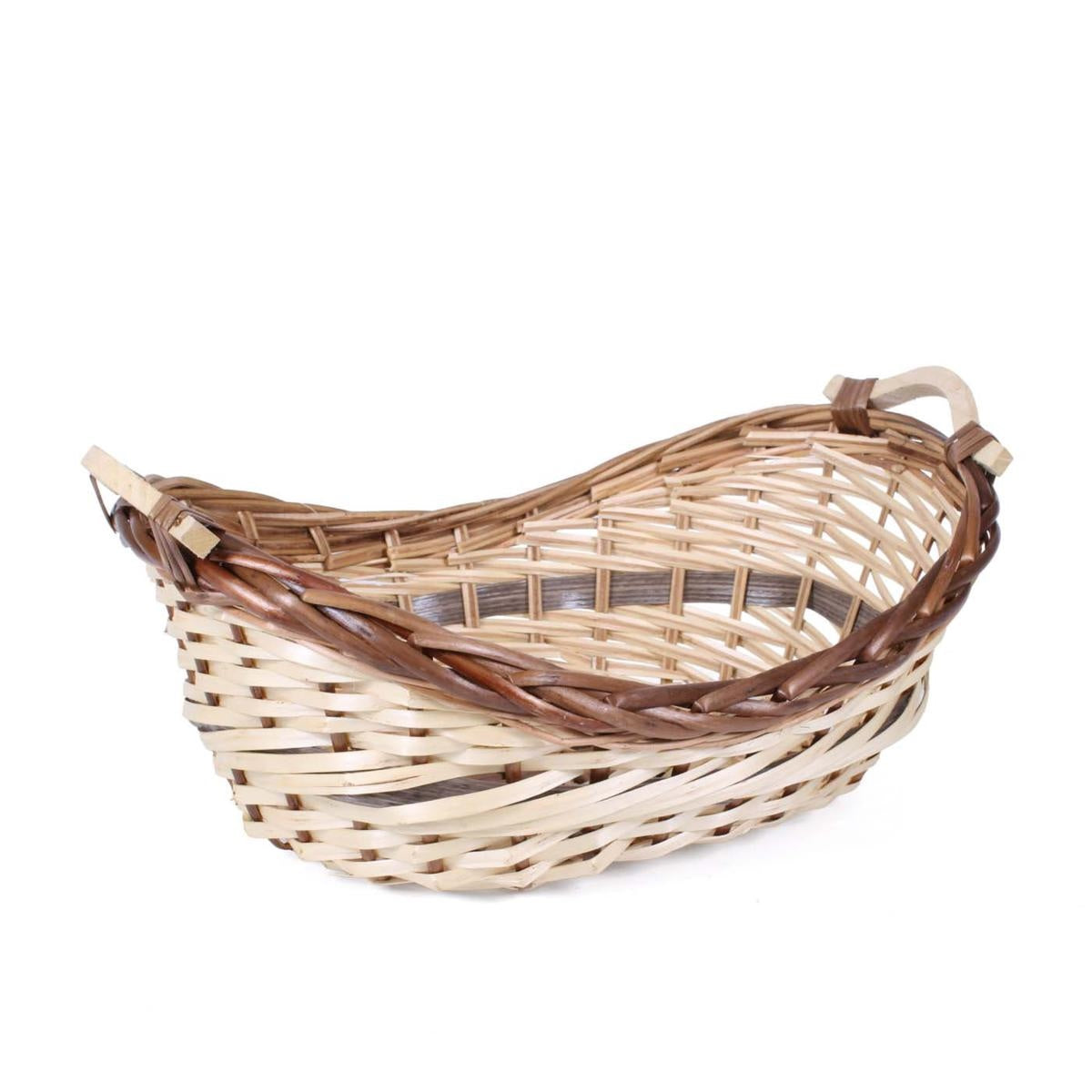 Cesto vimini/pioppo ovale nat/marr, 49/45x32x12/19 cm