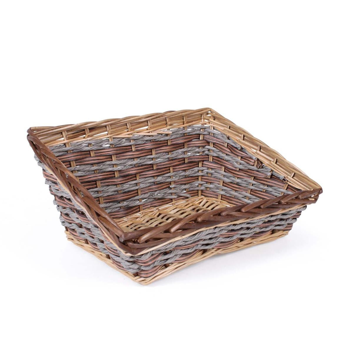Cesto vimini ecorattan rettangolare Nat/marr, 43x34x10/20 cm