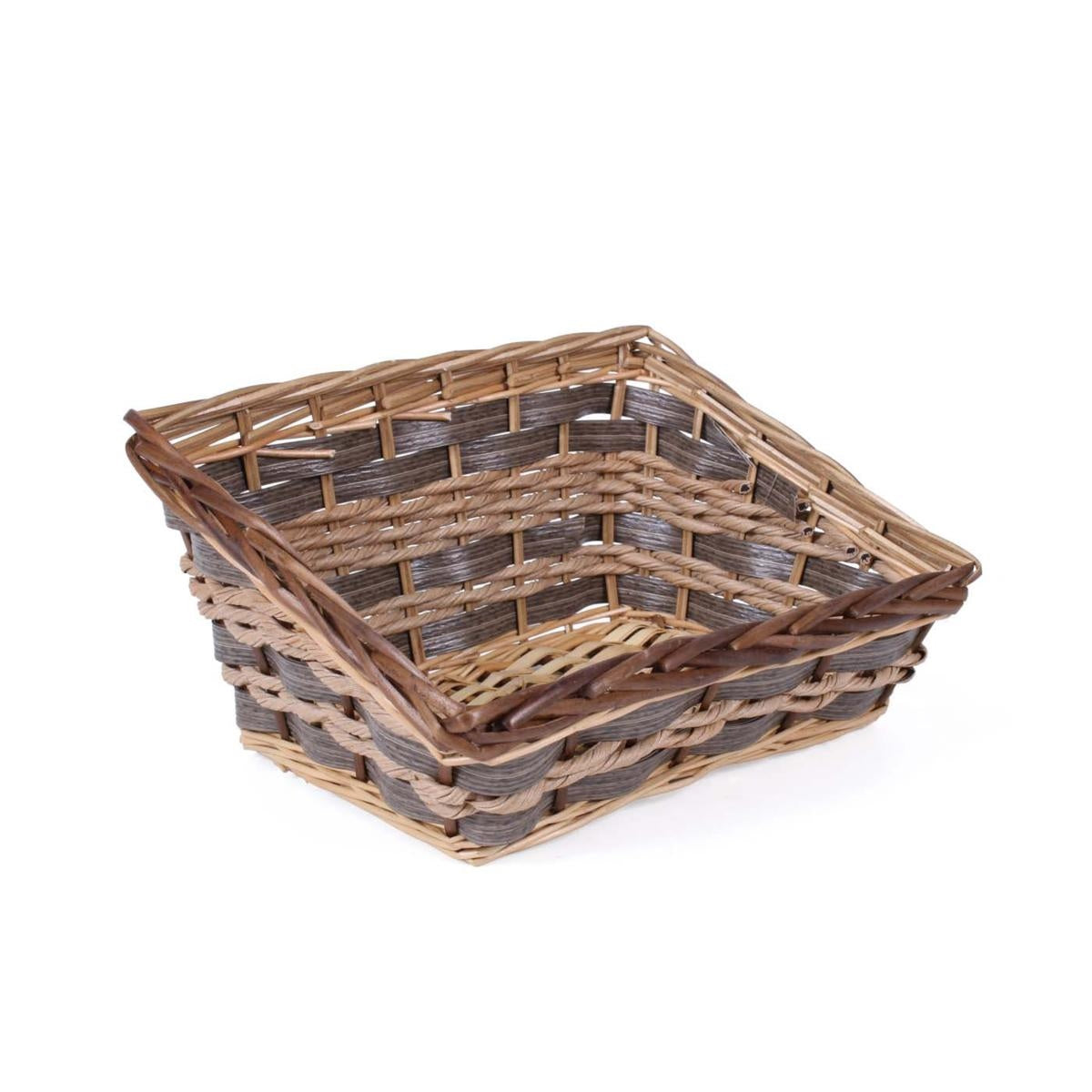 Cesto vimini ecorattan rettangolare Nat/marr, 35x27x9/18 cm